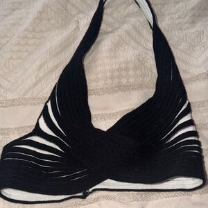 SHEIN Black and White Halter Crop Top